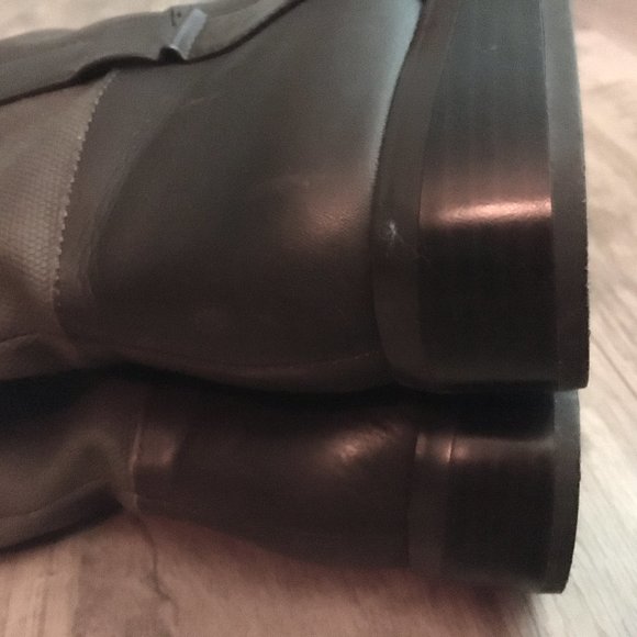 Tall Brown Leather and Canvas Equestrian Boots - Picture 6 of 16